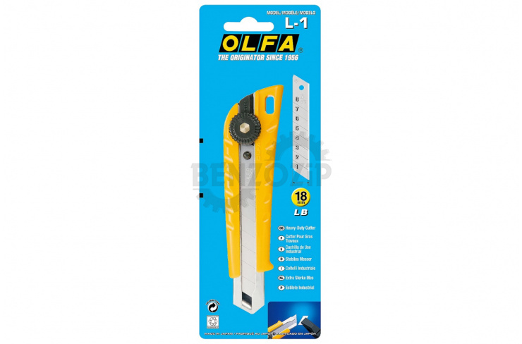 Нож OLFA 18 мм, сегментированное лезвие, трещеточный фиксатор для тяжелых работ фото 1